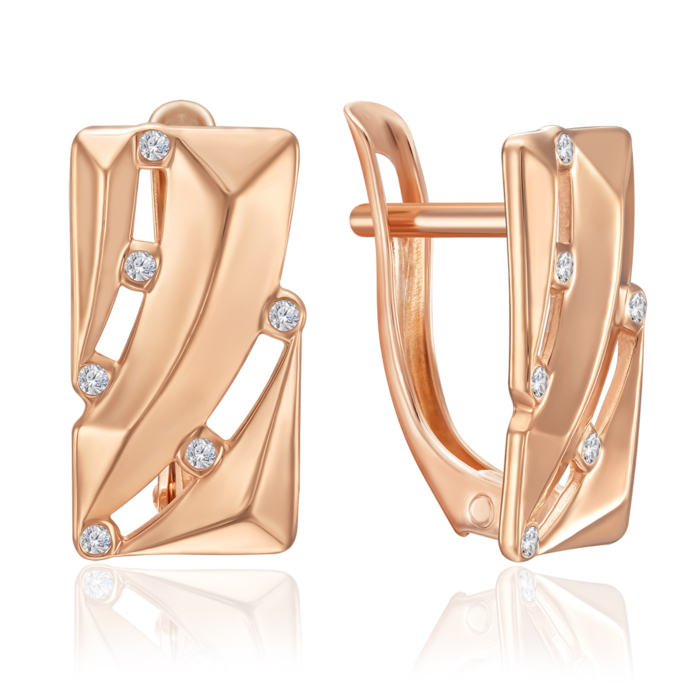 Золоті сережки з фіанітами. Артикул 23842/01/0/1