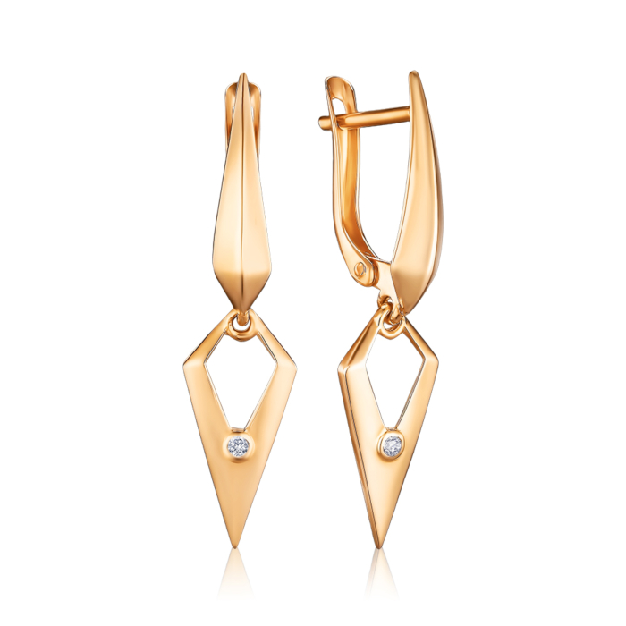 Золоті сережки з фіанітом 23843/08/0/3