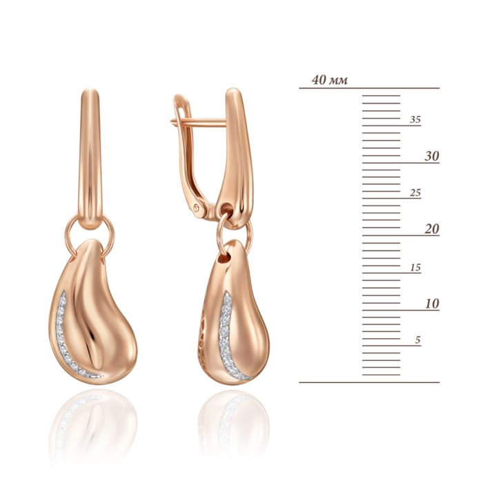 Сережки з червоного золота з фіанітами 23847/01/1/36