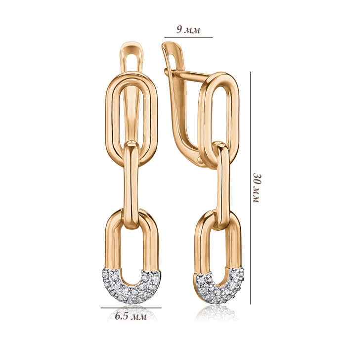 Золоті сережки з фіанітами 23849/01/1/1