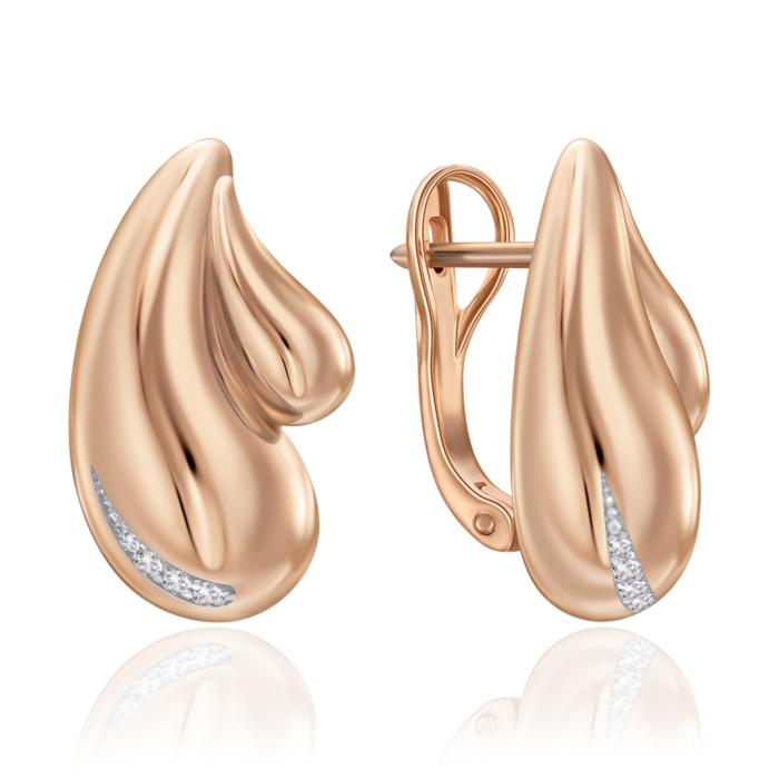 Золоті сережки з фіанітами. Артикул 23856/01/1/36