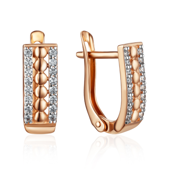 Золоті сережки з фіанітами. Артикул 23868/01/1/13