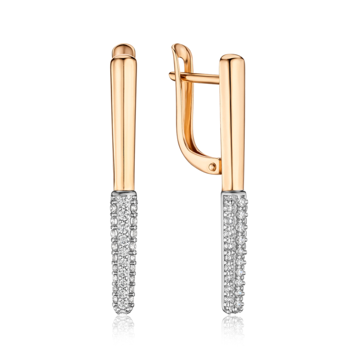 Золотые серьги с фианитами 23872/01/1/36