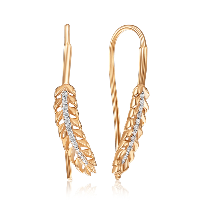 Золоті сережки з фіанітами. Артикул 23889/01/1/323