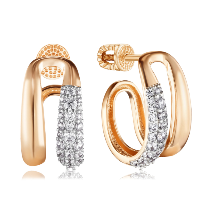 Золоті сережки з фіанітами. Артикул 23917/01/1/150