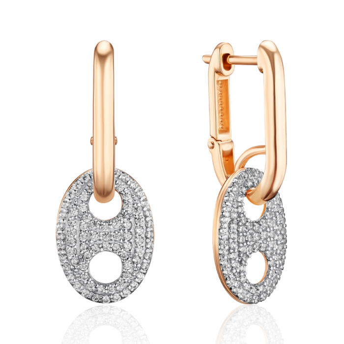 Золоті сережки з фіанітами. Артикул 23944/01/1/1