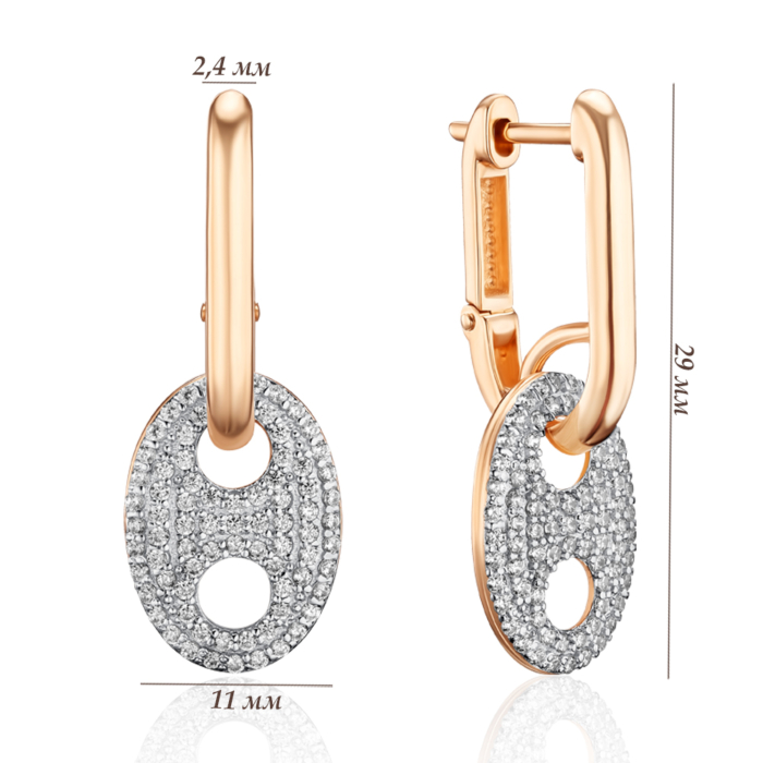 Золоті сережки з фіанітами. Артикул 23944/01/1/1