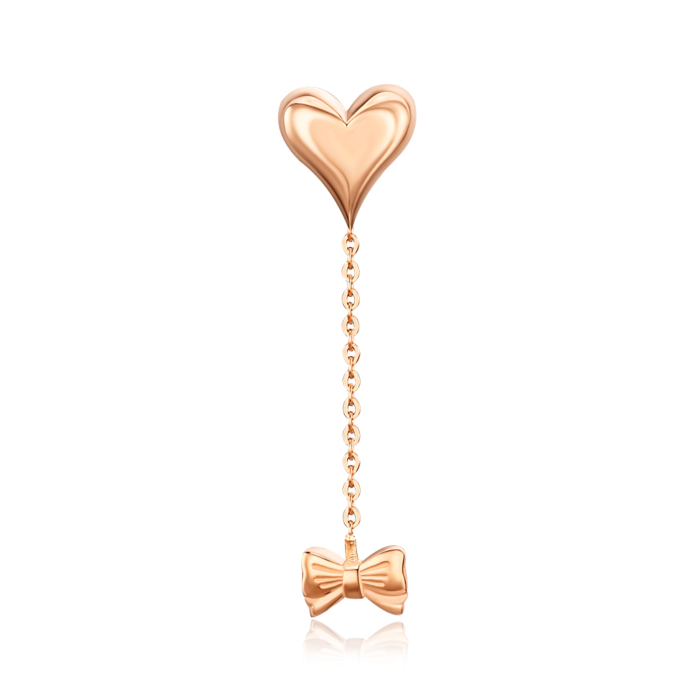 Золотая моносерьга без вставки. Артикул 23954/01/0