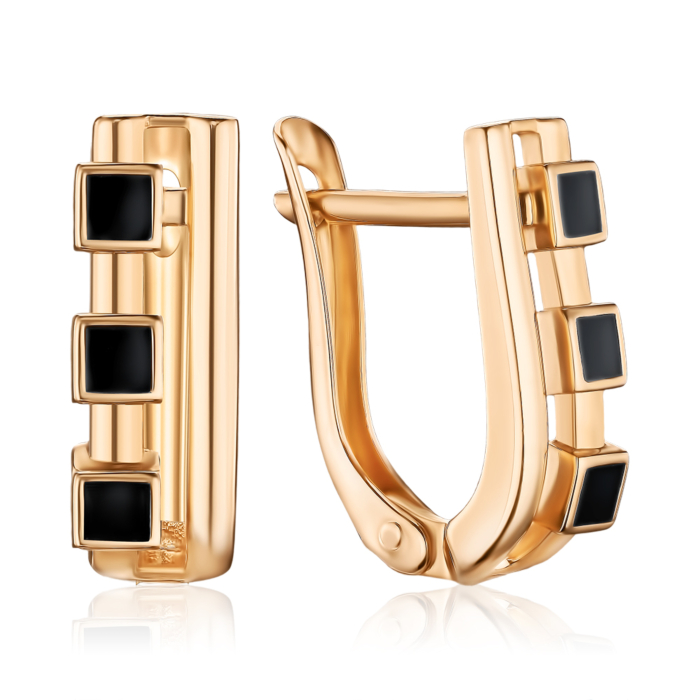 Золотые серьги с эмалью 23962/01/0/389