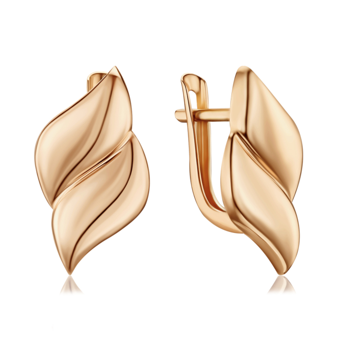 Серьги из красного золота без вставки. Артикул 23991/01/0