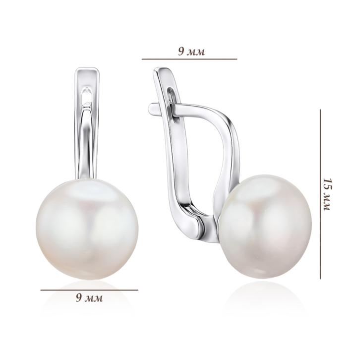 Срібні сережки з перлиною. Артикул 2444/1р-PWT