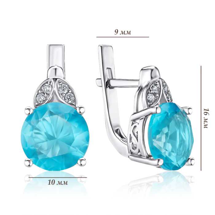 Срібні сережки з кварцем та фіанітами. Артикул 2511/9р-QSWB