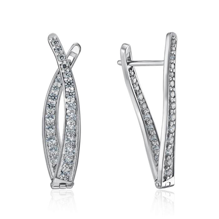 Золоті сережки з фіанітами. Артикул 2571/б