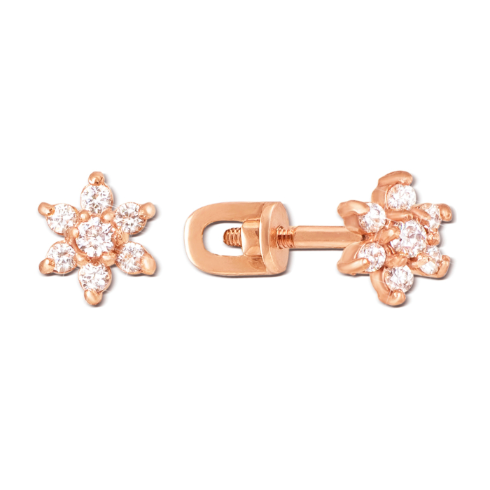 Золоті пусети з фіанітами.  Артикул 2588