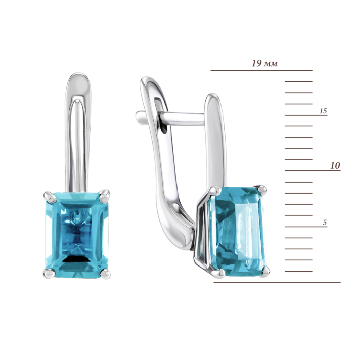 Срібні сережки з блакитним кварцом. Артикул UG52605/1р-QSWB