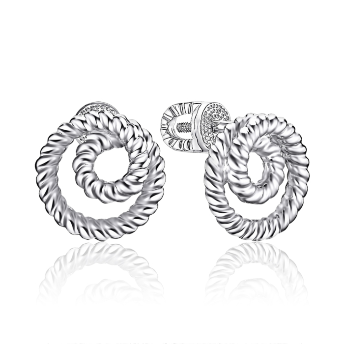 Сережки-пусети з білого золота без вставки 27014/02/1