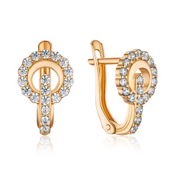 Золоті сережки з фіанітами 27035/01/0/3