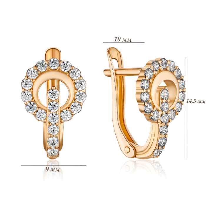 Золоті сережки з фіанітами 27035/01/0/3