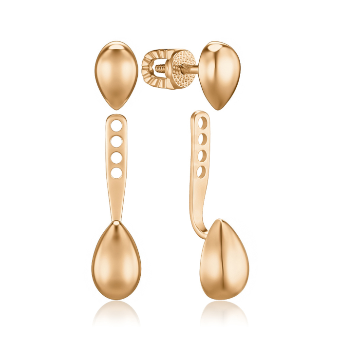 Золотые серьги-джекеты без вставки 27036/01/0