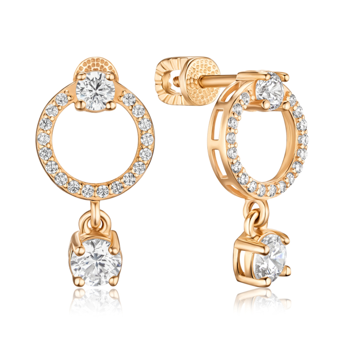 Золоті сережки-пусети з фіанітами Tesori 27041/01/0/4599