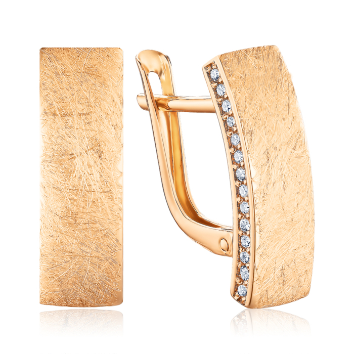 Золоті сережки з фіанітами 27057/01/0/1