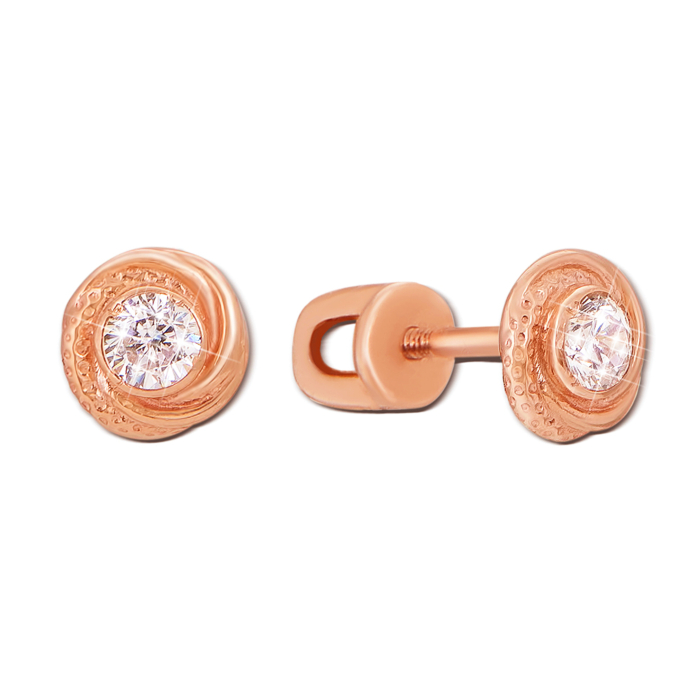 Золоті пусети з фіанітами. Артикул 2749