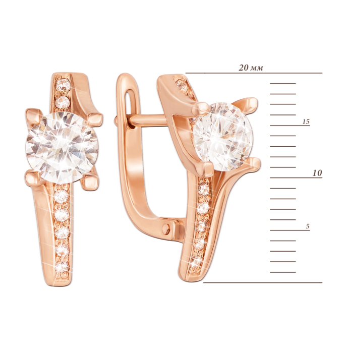 Золоті сережки з фіанітами. Артикул 2878 к