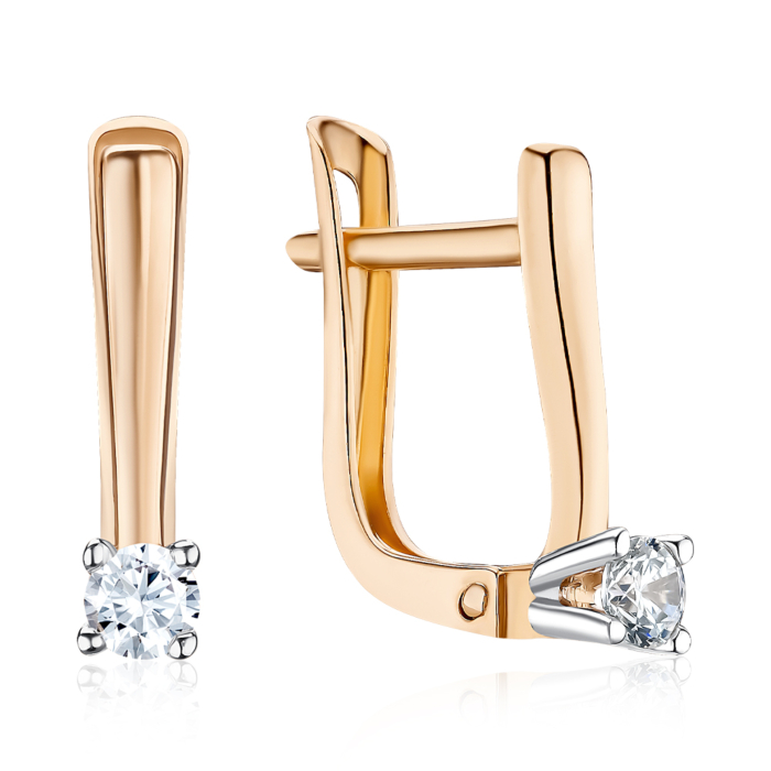 Золотые серьги с фианитом Tesori. Артикул 2886/01/1/4035
