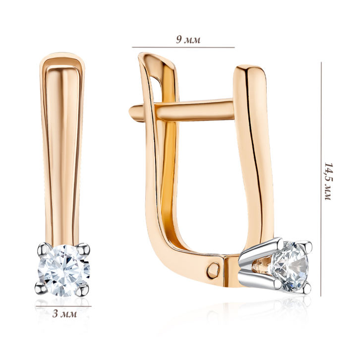 Золотые серьги с фианитом Tesori. Артикул 2886/01/1/4035