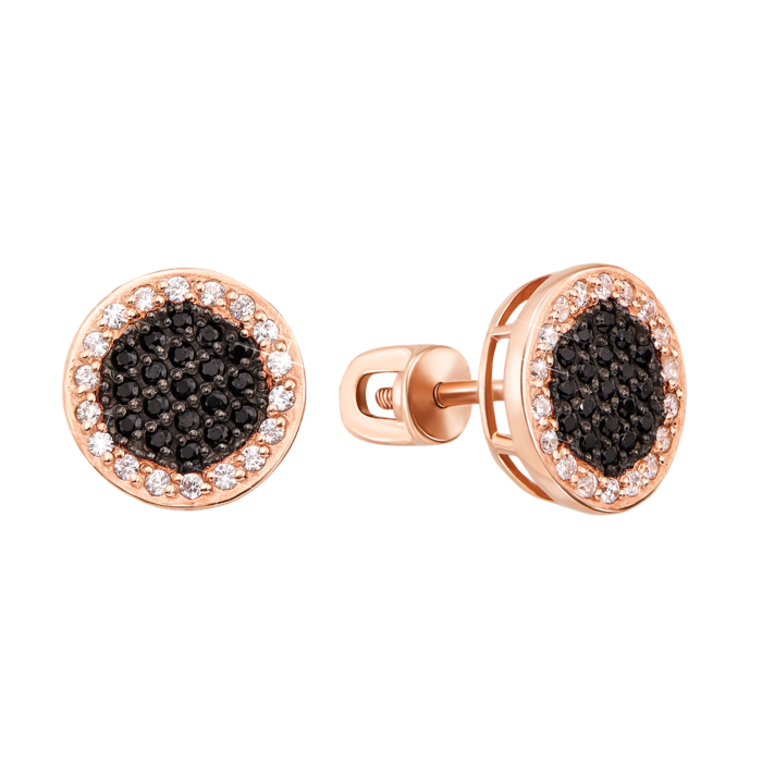 Золоті пусети з фіанітами. Артикул 2906/ч кп