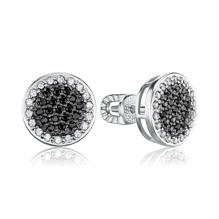 Золотые пуссеты с фианитами. Артикул 2906/б ч кп