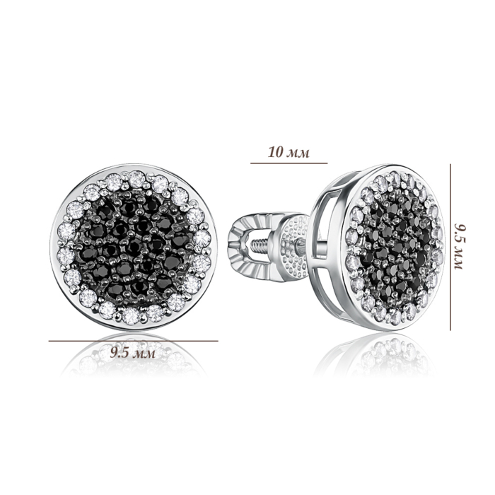 Золотые пуссеты с фианитами. Артикул 2906/б ч кп