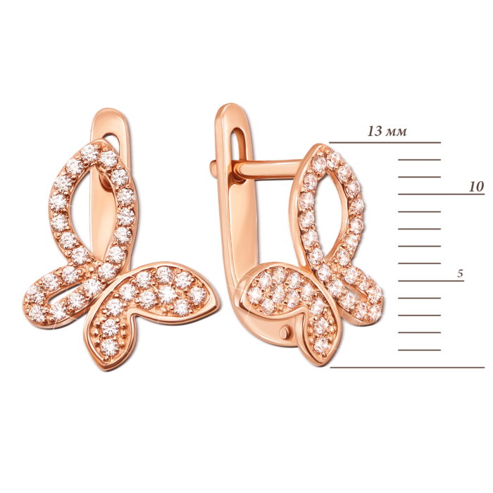 Золотые серьги с фианитами. Артикул 2918 к