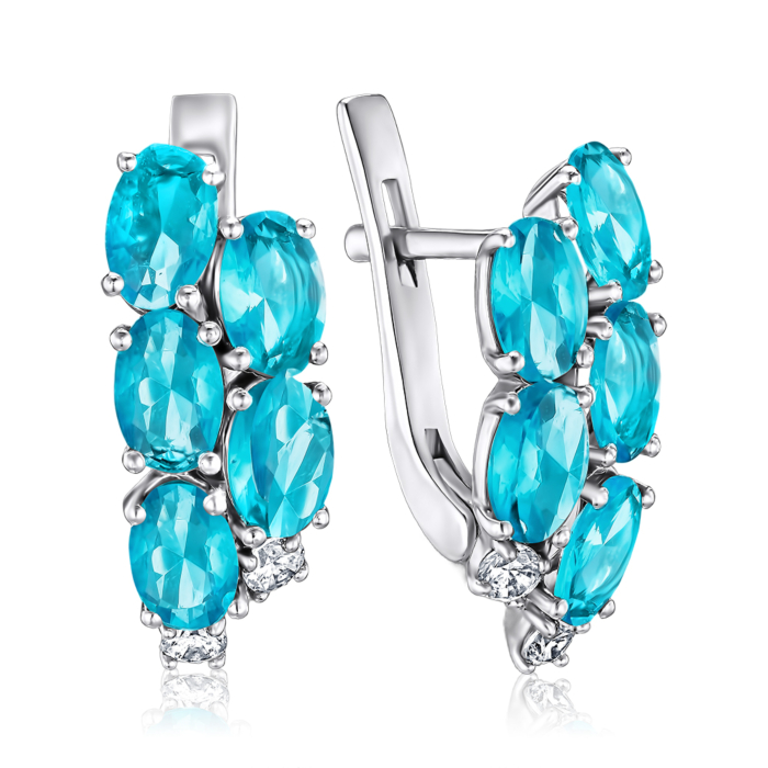 Срібні сережки з кварцем та фіанітами. Артикул 2921/9р-QSWB