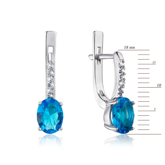 Срібні сережки з кварцом і фіанітами. Артикул 2923/9р-QSWB