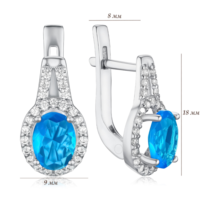 Срібні сережки з блакитним кварцем 2935/9р-QSWB