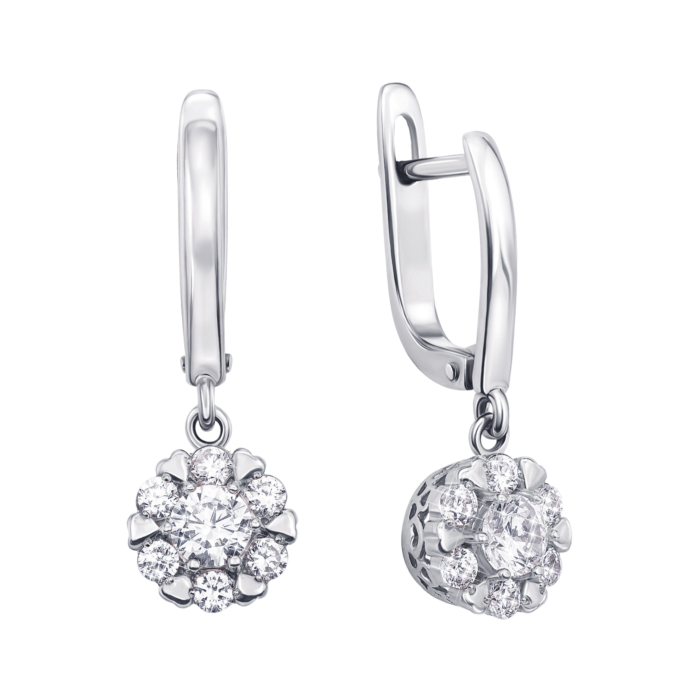 Золоті сережки-підвіски з фіанітами. Артикул 2940/02/1/72 (2940/б)