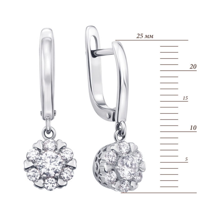 Золоті сережки-підвіски з фіанітами. Артикул 2940/02/1/72 (2940/б)