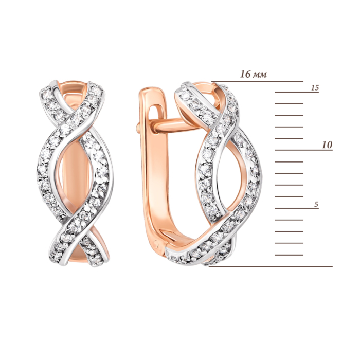 Золотые серьги с фианитами. Артикул 2953 к