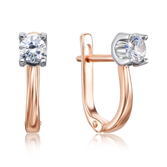 Золоті сережки з фіанітами S Zirconia. Артикул 2962/SW