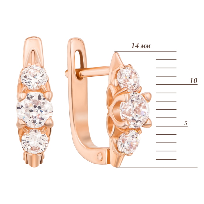 Золотые серьги с фианитами. Артикул 2965 к