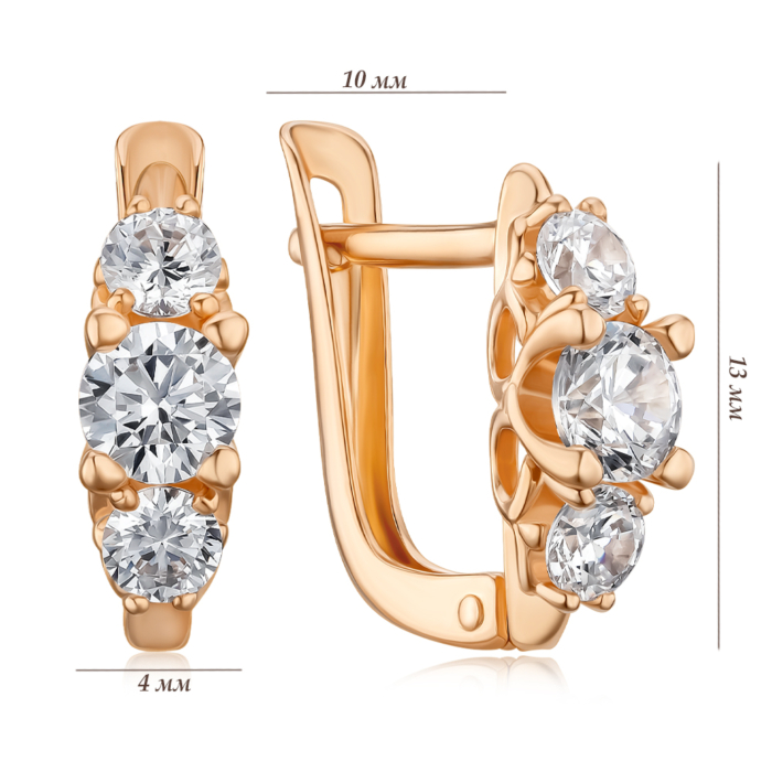 Золотые серьги с фианитами Tesori 2965/01/0/4187