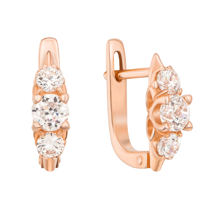 Золотые серьги с фианитами. Артикул 2965 к