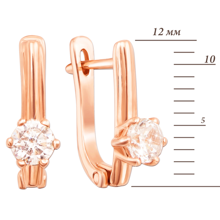 Золоті сережки з фіанітами. Артикул 2978