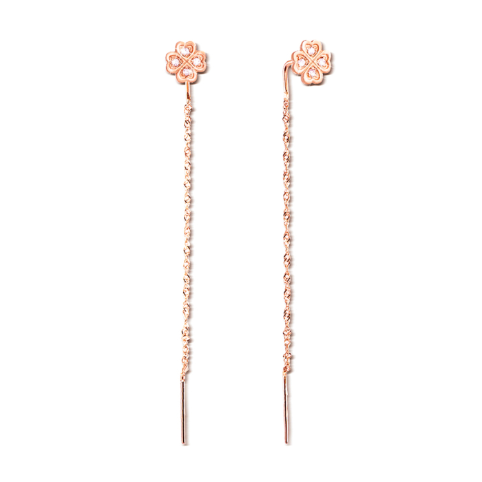 Золоті сережки-протяжки (продевки) з фіанітами. Артикул 2981