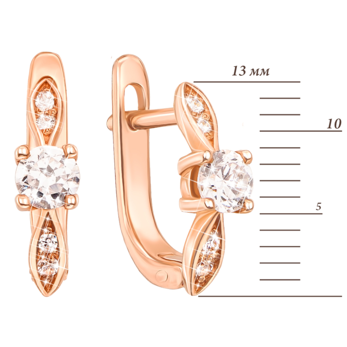 Золотые серьги с фианитами. Артикул 2988 к