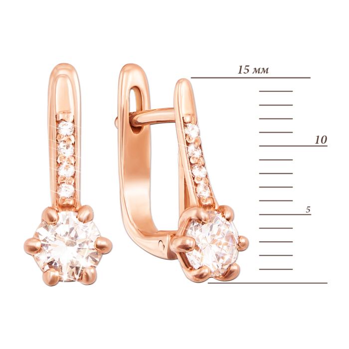 Золоті сережки з фіанітами. Артикул 2993