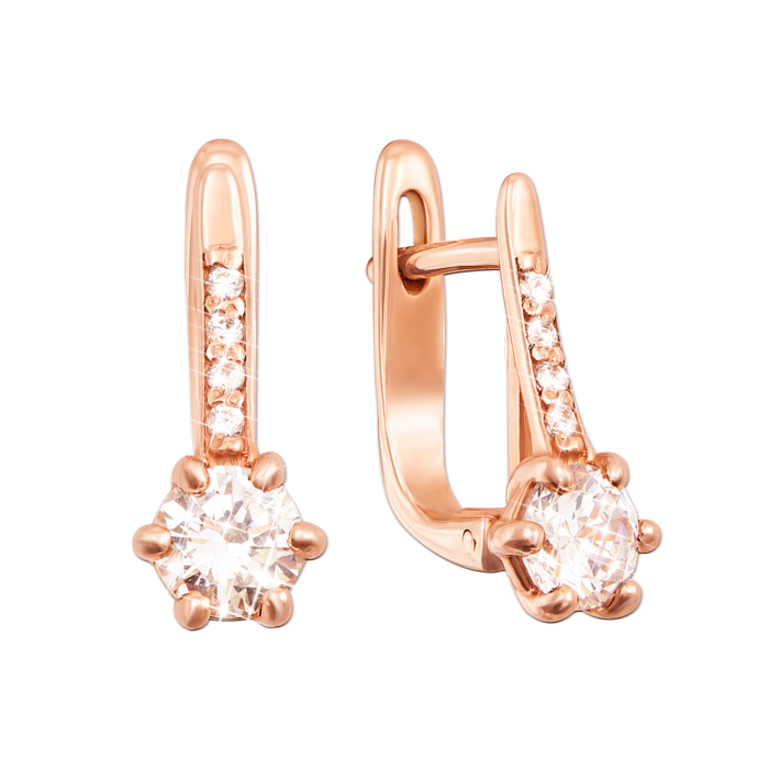 Золоті сережки з фіанітами. Артикул 2993