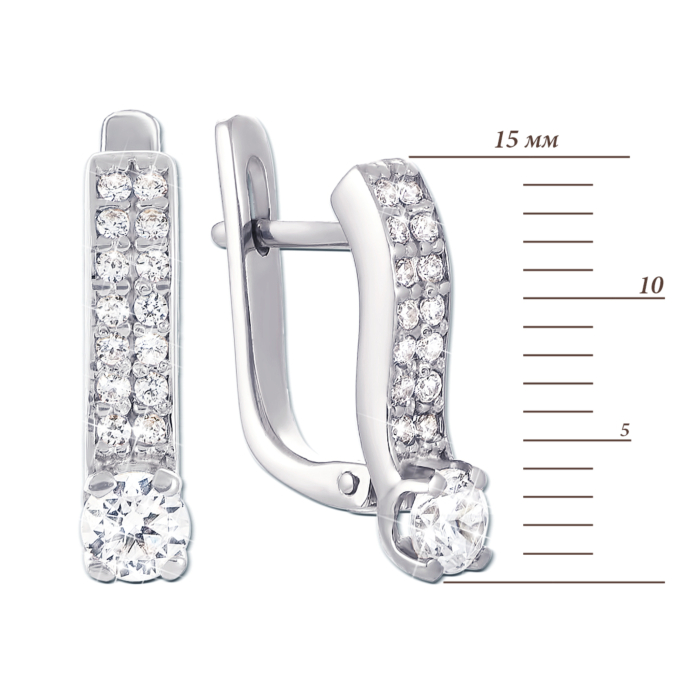 Золотые серьги с фианитами. Артикул 2999/б к