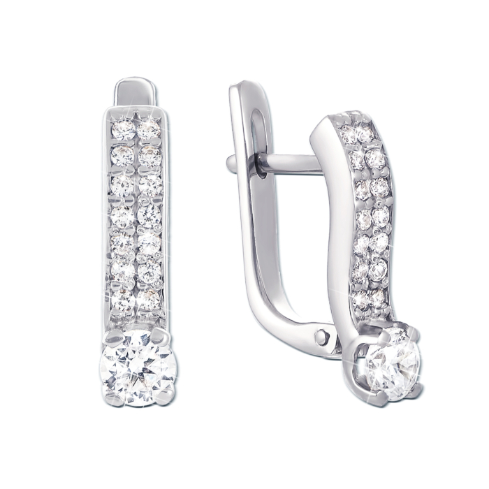 Золотые серьги с фианитами. Артикул 2999/б к